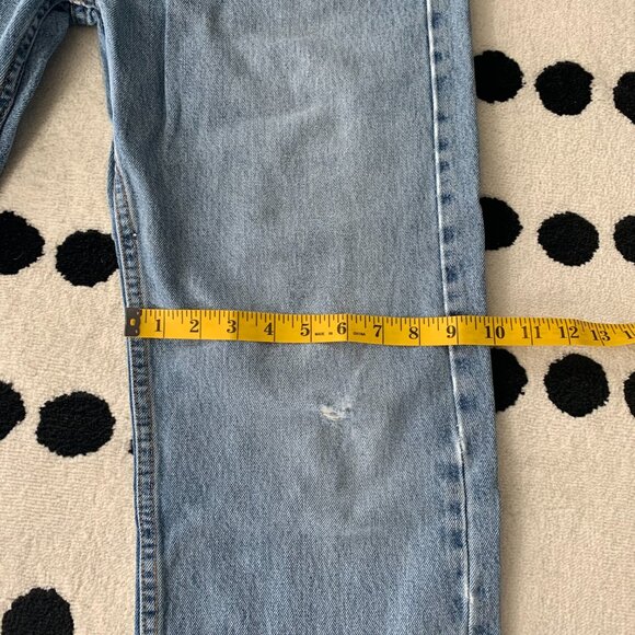 Levi's 505 Regular Fit Distressed Light Wash Denim Straight Leg Jeans - Picture 10 of 15